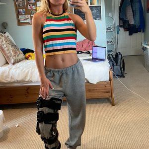 Rainbow Open-Back Halter Tank